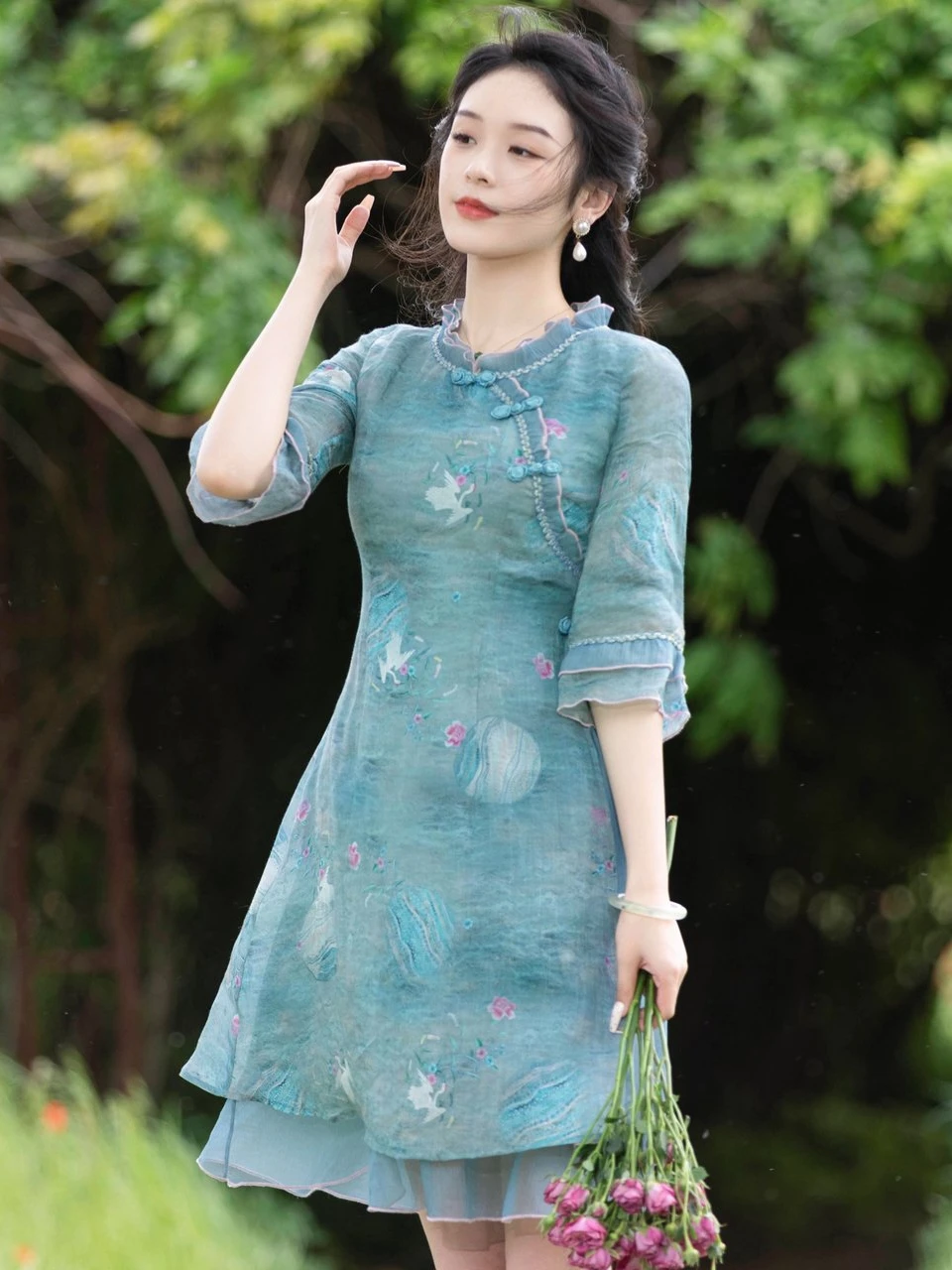 

een Reformed Chinese Sle Dr Flngo Ironwork Cotton Linen Spring New Arrival Women's Traditional Costume