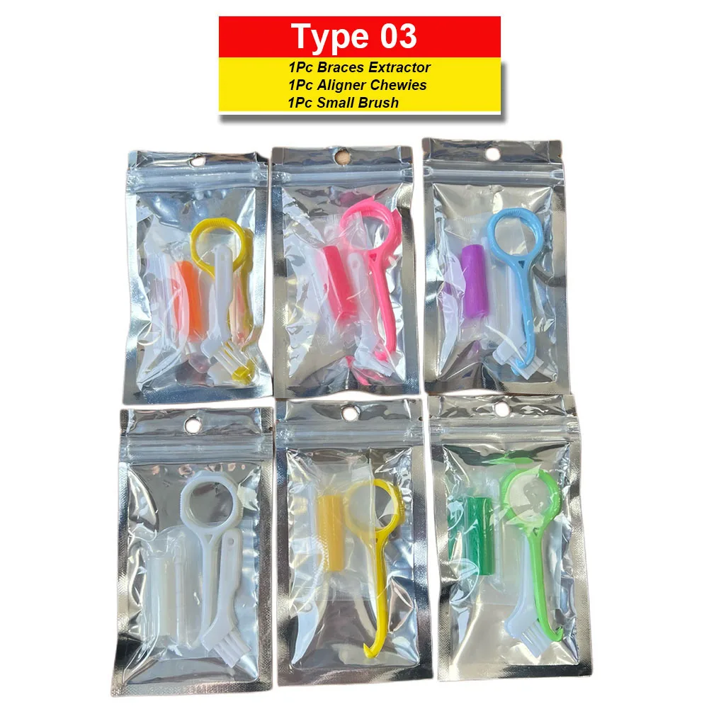 2/10Packs Portable Orthodontic Aligner Removal Tool 3 Types Dental Invisible Brace Extractor Hook Teeth Silicone Aligner Chewies