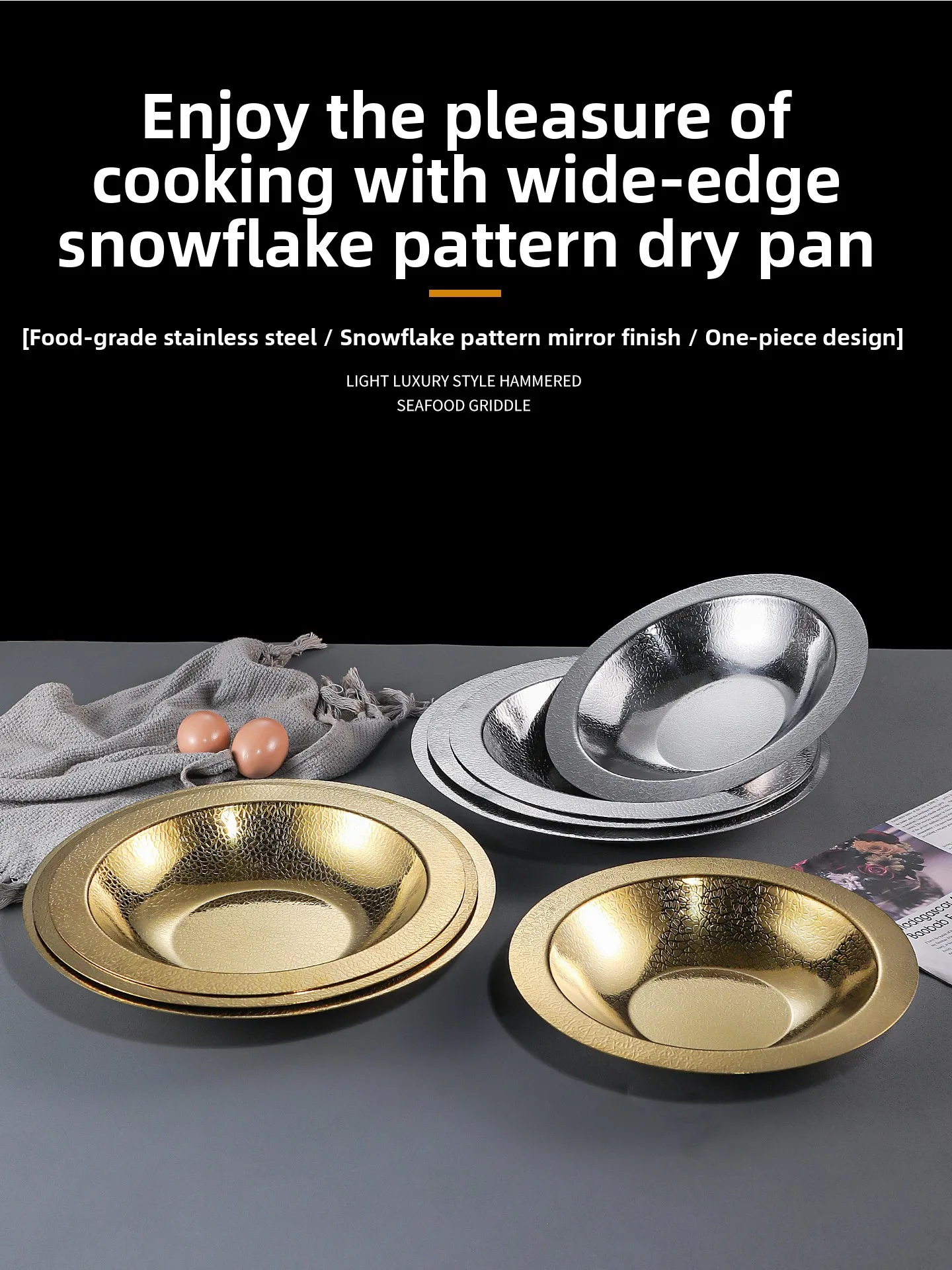 

Thiened Stainl Steel Hammered Pattern Hot Pot Bowl Gold Color Commercial Use Dry Pot Seood Pot Korean Sle Diware