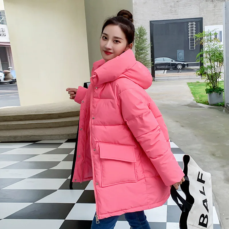 2024 Winter New Women Down Padded Jacket Winter Jacket Loose Thick Warm Cotton Coat Female Hooded Parkas Coat Long Women Outwear