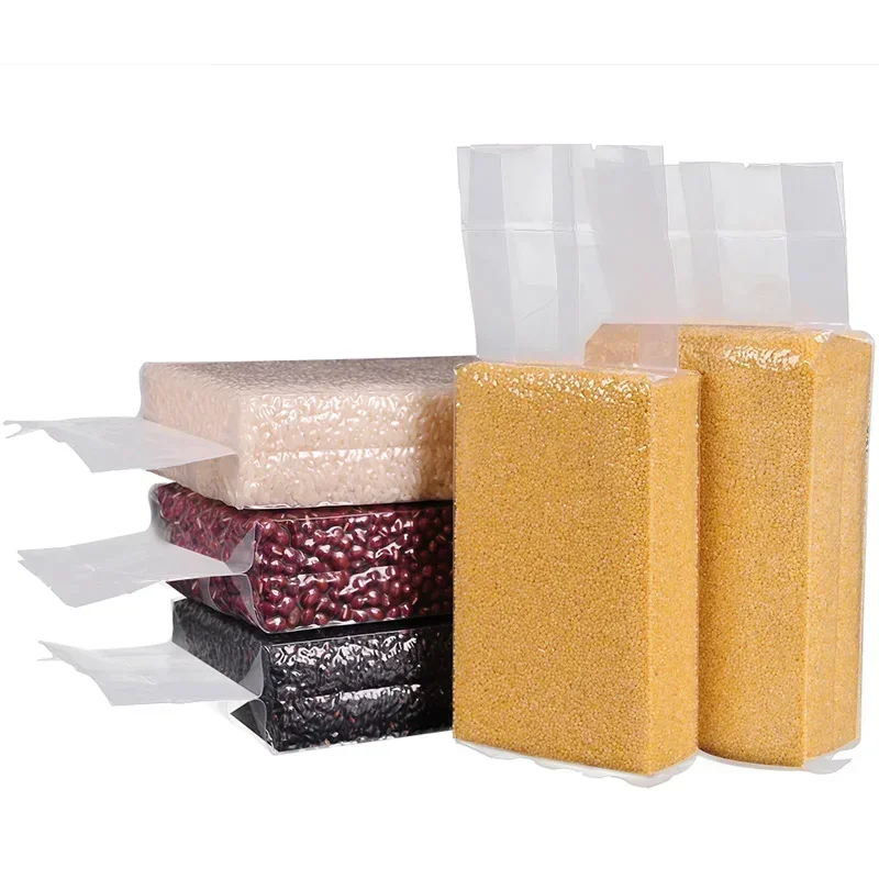 

100PCS Rice Vacuum Bag Miscellaneous Grain Cuboid Moisture-proof Packaging Bag Sealed Rice Brick Transparent Pouch 0.2-0.24mm