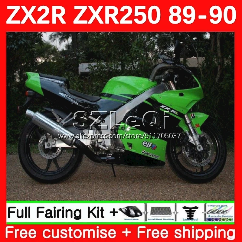 Stock Green Body +Decal For KAWASAKI NINJA ZX2R ZXR250 ZX 2R R250 ZXR 250 54No.85 ZX-2R ZXR-250 89 90 ZX-R250 1989 1990 Fairing