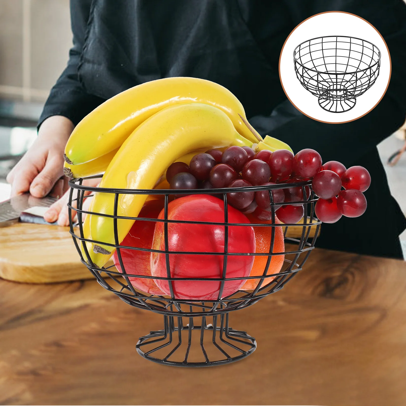 

Metal Fruit Bowl 12 Inch Round Wire Basket For Kitchen Counter Large Capacity Steel Storage Vegetable Holder Rustproof