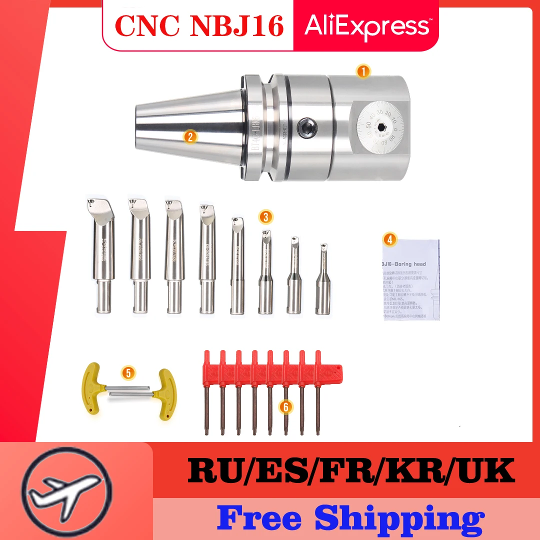 

NBJ16 Fine Boring Head BT30 BT40 NT30 NT40 MT4 MT5 MT6 SK30 SK40 R8 C20 CAT40 BT50 NT50 Tool Holder + 8pcs Boring Tool Rod