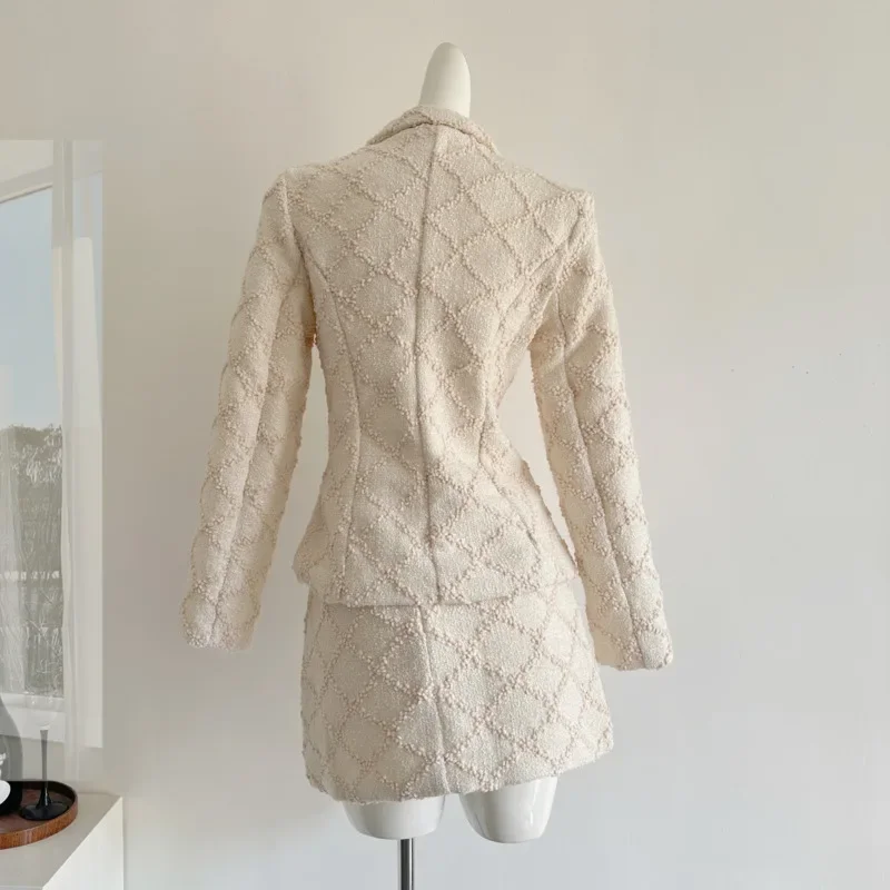 Damesoutfits Mode Jas Jas + Korte Rok Past Conjuntos Femininos Elegantes 2025 Nieuw in bijpassende sets Tweed 2-delige sets