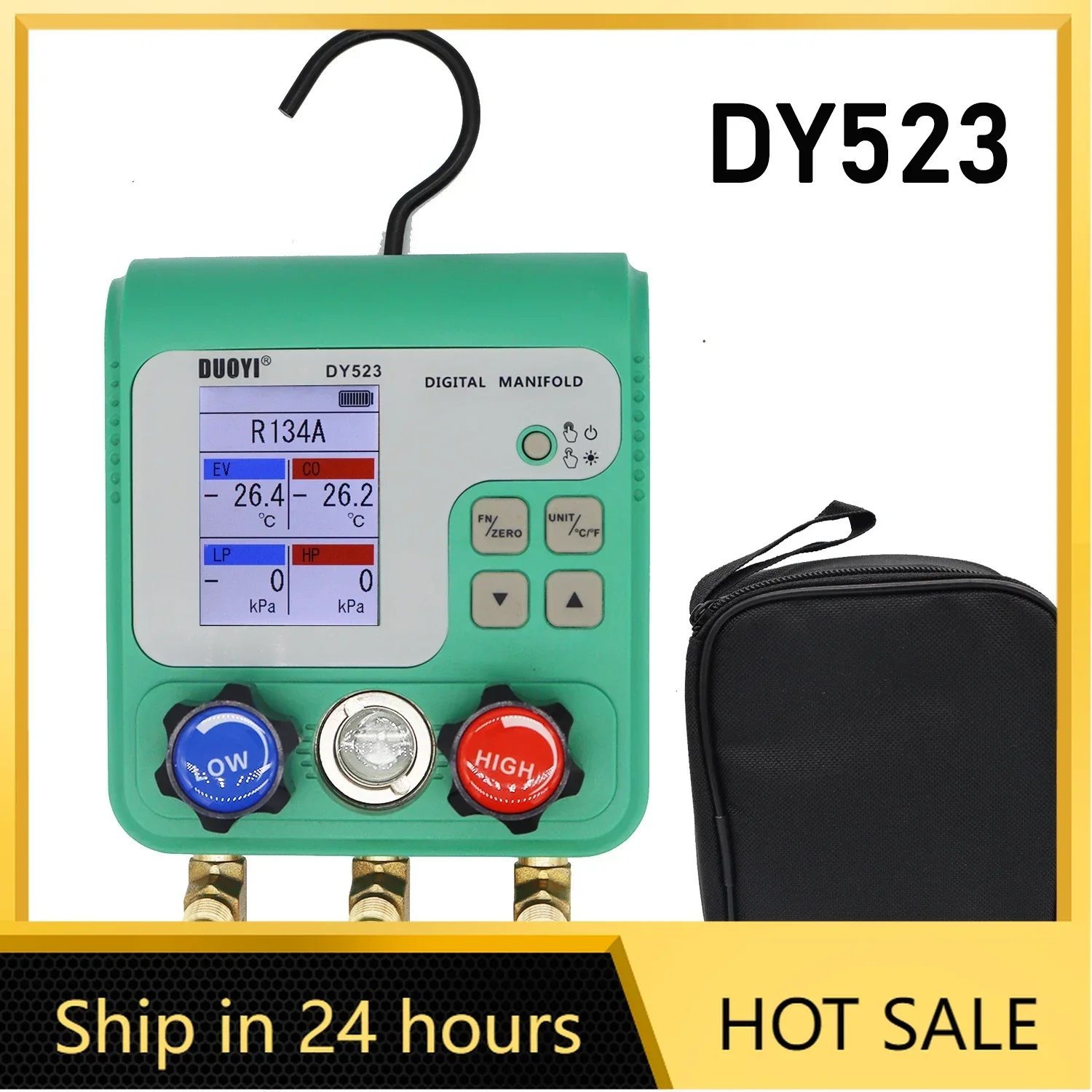 

Refrigeration Digital Manifold Gauge Car Air Conditioner Pressure Temperature Electronic Manometer Gauge Tester R410A R134A R32
