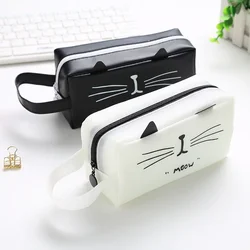 Cute Cat Cosmetic Bag Women Travel Wash Pouch donna Bath Cosmetics Makeup Bag studente Pencil Case Tote Style Toiletry Bag