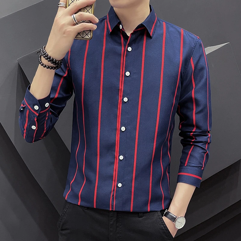 

2024 new men's Spring and autumn business casual plaid long-sleeved shirt middle-aged men loose casual ironing shirt shirt