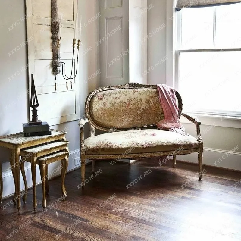 XX medieval carving double leisure sofa
