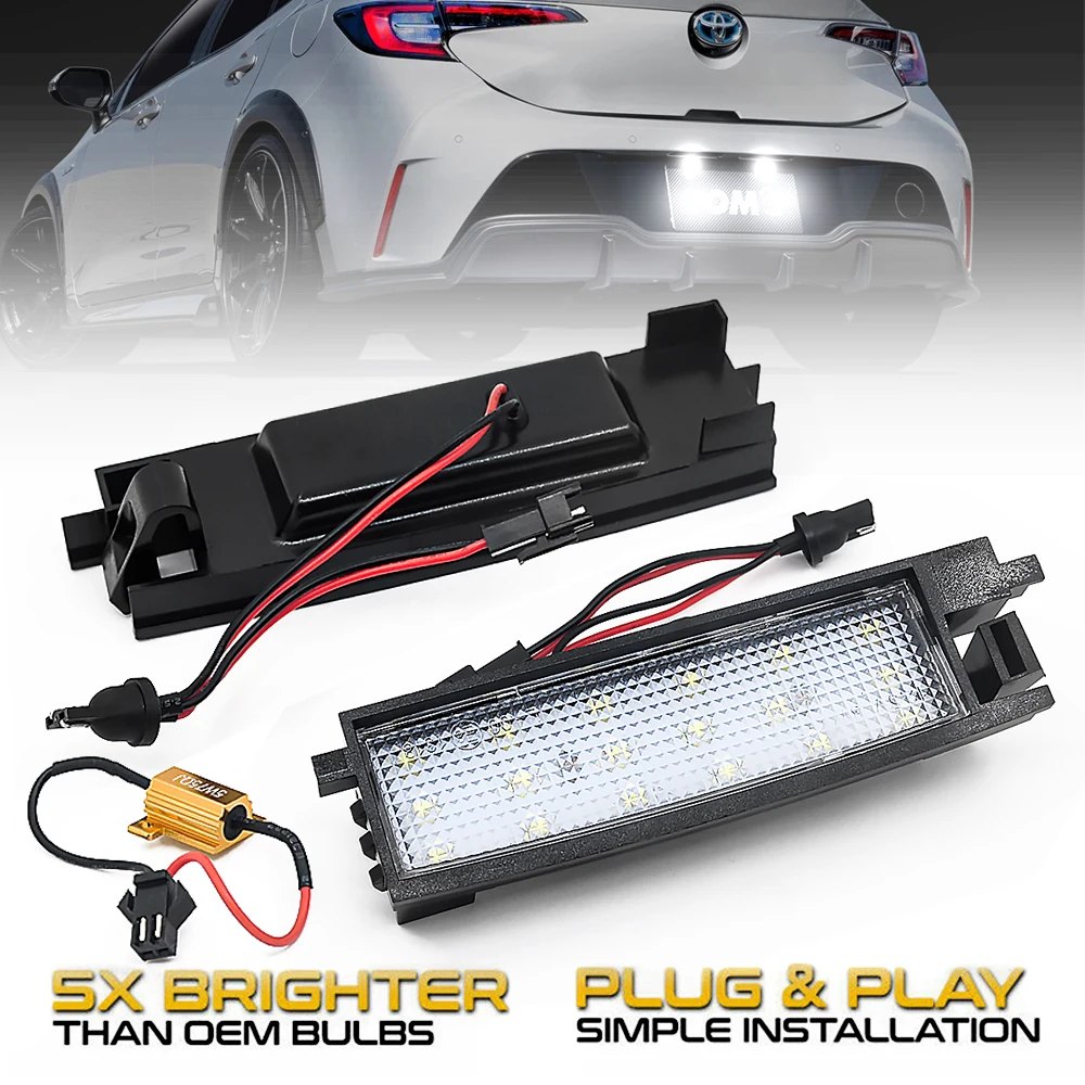 2Pcs For Toyota Corolla iM Yaris Rav4 Auris Aygo Avalon Vitz Solara Echo iQ Vanguard LED License Plate Light Number Plate Lamps