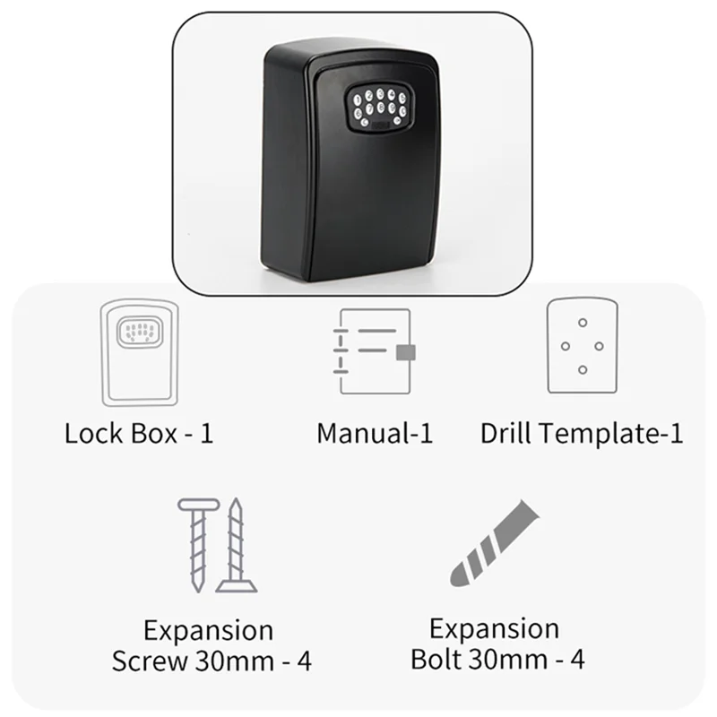 ABKI-TUYA Smart Key Box Cassetta di sicurezza per archiviazione Bluetooth App Smart Life Cassetta di sicurezza antifurto per montaggio a parete