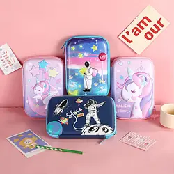 Desenhos animados 3D EVA Unicorn Lápis Case, Bonito Papelaria Caixa, Caixa de Cores das Meninas, Kawaii Pen Holder, Material Escolar Presente, Régua, Presente