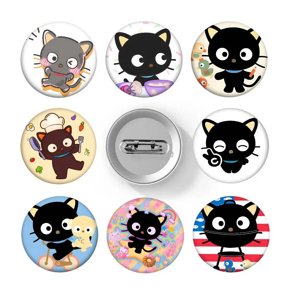 Cute Cartoon Art Chibi Cat C-Chococat SRO Cartoon Style Badge Brooches On Backpack Decoration Round Enamel Pins For Accessorys