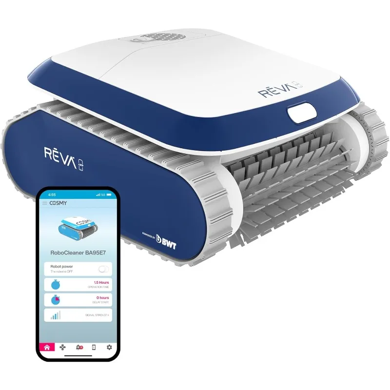 

REVA AI Gyroscopic Robotic Pool Vacuum Cleaner, Smartphone APP Control, Horizontal Waterline/Wall/Floor Deep Cleaning