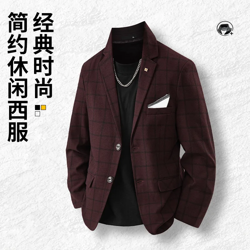 

2025 Men's Korean-Style Solid Color Fitted Formal Suit Professional Best Man Wedding Dress