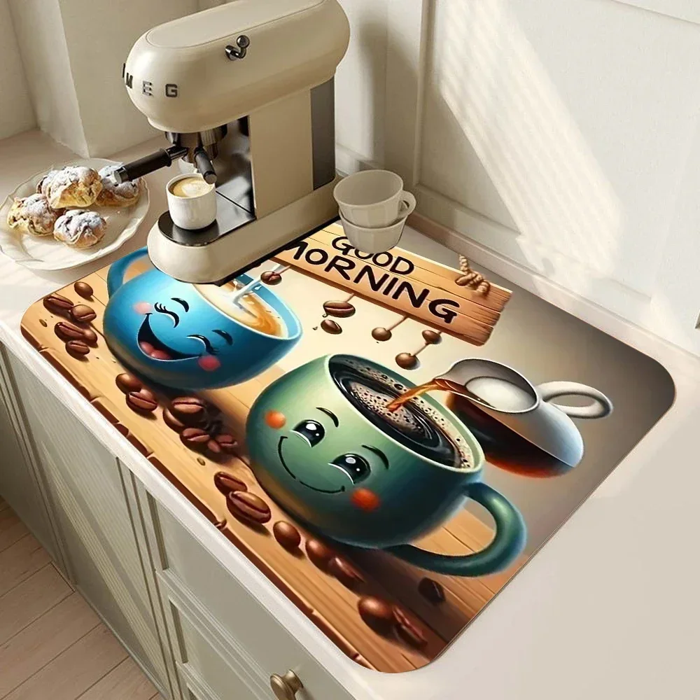 Absorbent Coffee Machine Drip Mat Non Slip Rubber Sole Anti Dirt Coffee Machine Kitchen Sink Bathroom Countertop