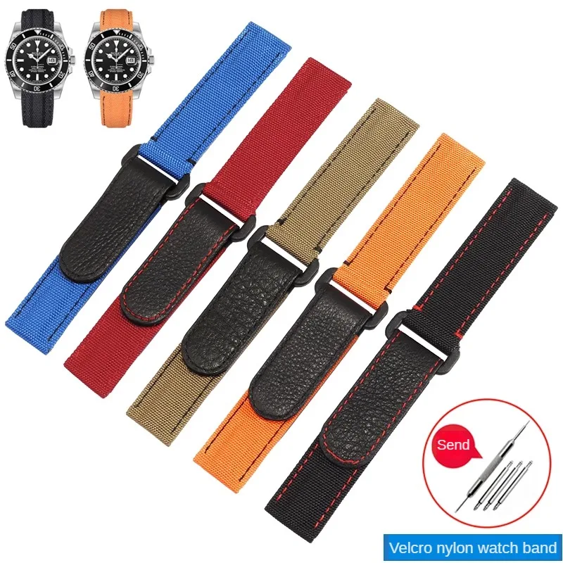 

Hook And Loop Nylon Watchband With Substitute Joint Name Planetary Hippocampus Series Flat Interface Canvas Watch Strap 20mm.