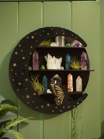 Half Moon Butterfly Crystal Shelf Display Candles Wood Wall Hanging Shelf 3-tier Storage Rack Floating Wall Shelf Art Home Decor