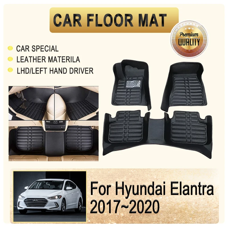 Car Floor Mats For Hyundai Elantra Sport Avante AD 2014~2022 Leather Pad Foot Carpet Rug Left Hand Driver Cover Auto Accessories