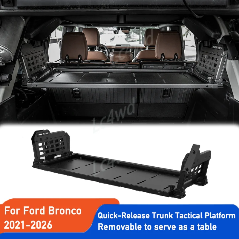 LC4WD Accessories IRURI Aluminum Rear Trunk Cargo Rack Storage Bracket w/ Table Function For Ford Bronco 2021-2026 Exclude Sport