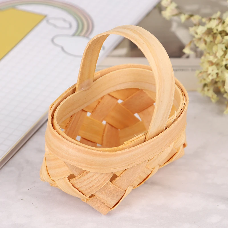 1:12 Mini Simulation Artificial Fruits and Vegetables Doll House Vegetable Bamboo Basket Miniature Accessories for Children