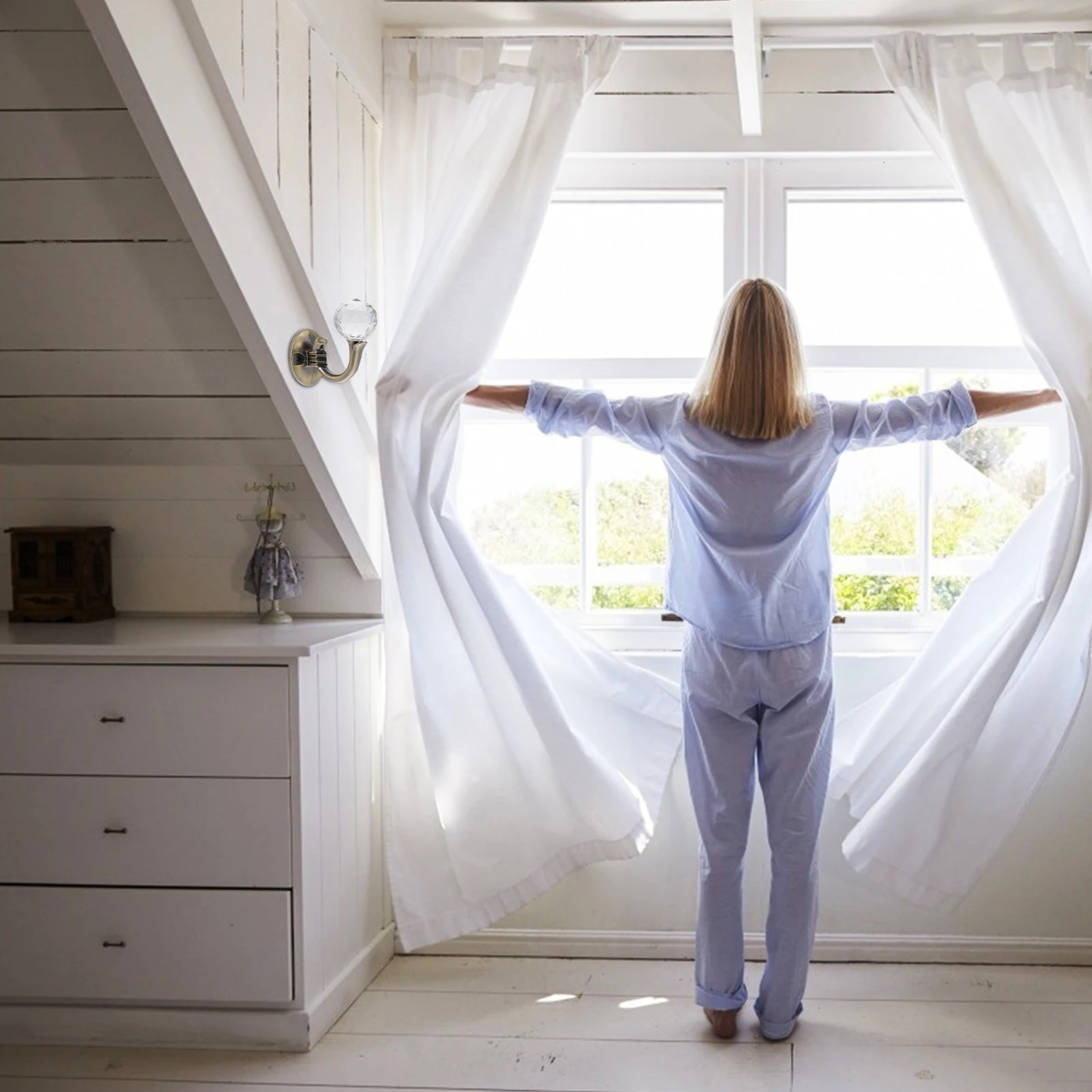 2 قطعة خطاف ستارة كريستال سبائك الزنك التصميم الإبداعي غير قابل للصدأ ديكور المنزل للحمام حوض غرفة خلع الملابس الستار المنزلية #2