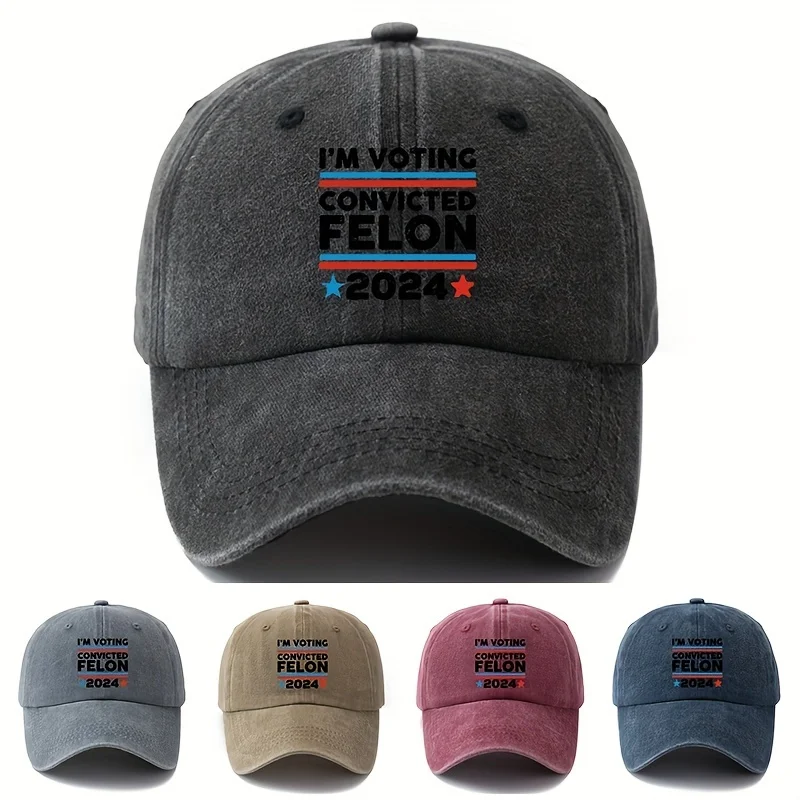 2024 Convicted Felon Voting Baseball Cap - Relaxed Style, Polyester Blend, Perfect for Outdoor Activities