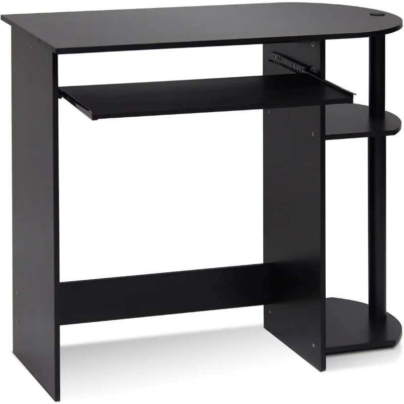 Simplistic Easy Assembly Computer Desk, With Keyboard Tray, Espresso/Black