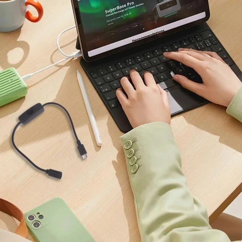 Câble Micro USB R53C, Micro USB Femelle à Male Câble d'extension avec interrupteur bouton 501