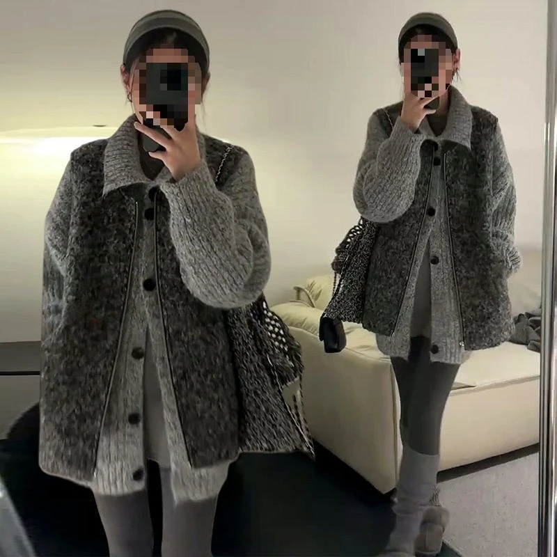 

2026 Autumn/Winter Korean Style Fashion Set Vest Cardigan Sweater Outerwear Two-piece Winter Sets for Pregnant Women