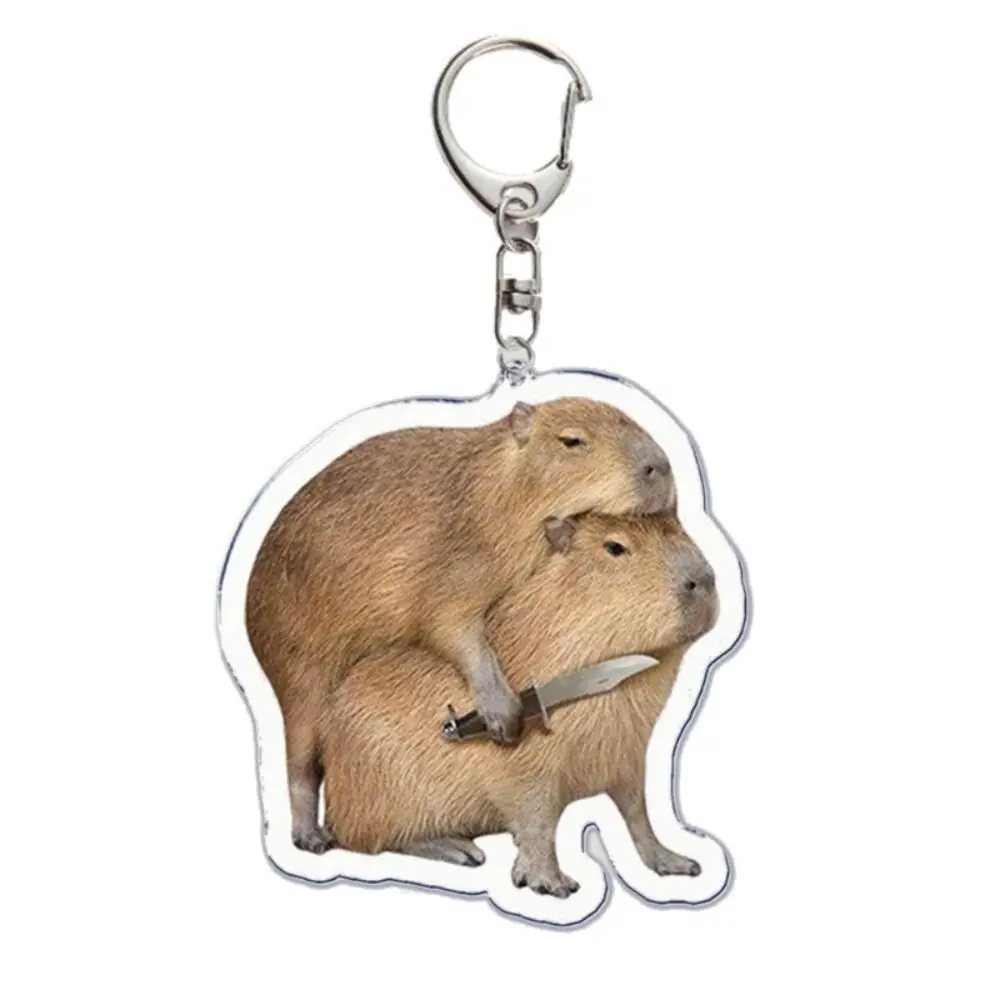 Llaveros de dibujos animados de capibara, llavero de capibara, llaveros de capibaras de animales acrílicos de resina, regalo bonito para niñas Kawaii