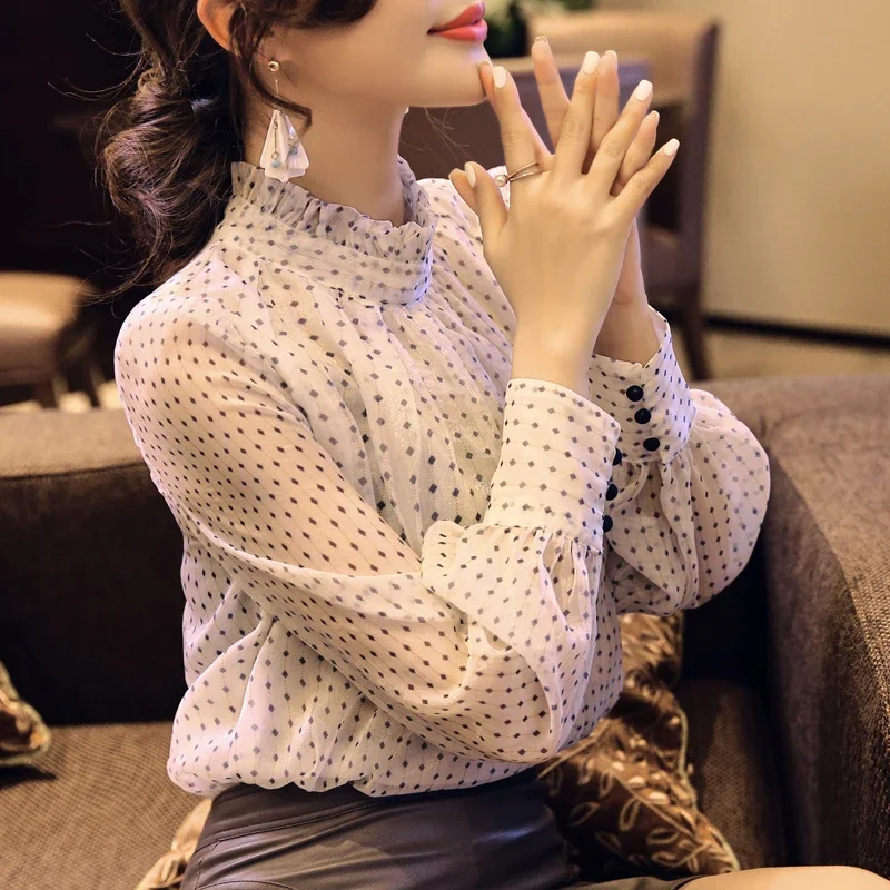 Long Sleeve Blouse Women Casual Striped Chiffon Blouse Shirt Fashion Women Blouses 2024 Top Female Blusa Feminina Women Tops A28