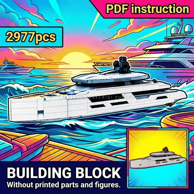 

Роскошная суперъяхта Sleek White Cruiser, модель MOC, набор для сборки 164898