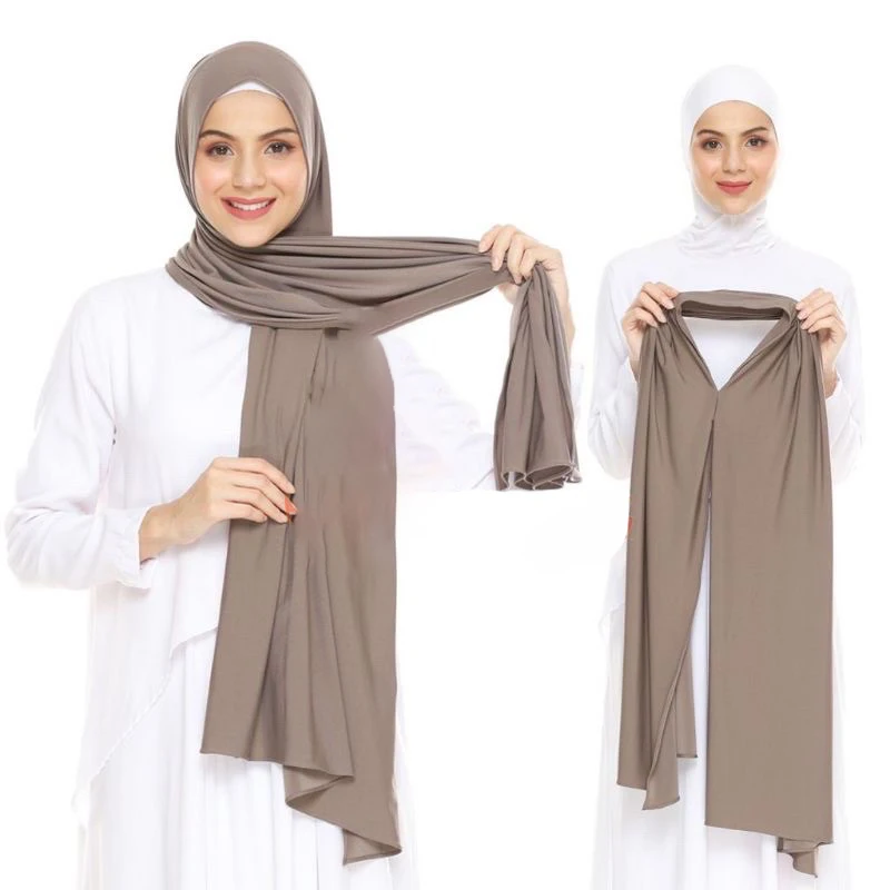 Premium Jersey Instant Hijab Good Stitch Stretchy Jersey Scarf Malaysia Wraps Plain Muslim Turban Headband Shawls Supplier