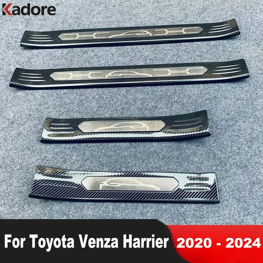 Door Sill Scuff Plate Cover Trim For Toyota Venza Harrier 2020-2022 2023 2024 Steel Car Exterior Welcome Pedal Guard Accessories