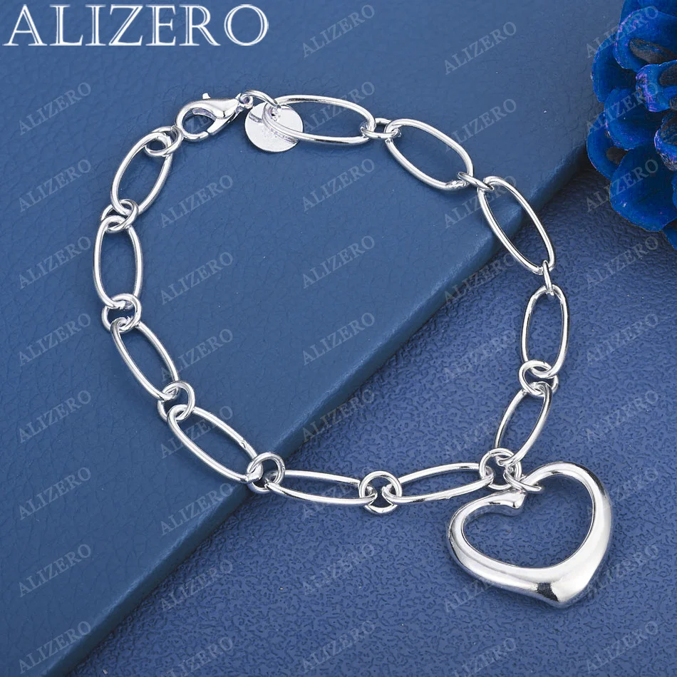 

ALIZERO 925 Sterling Silver Hollow Heart Chain Bracelet For Women and Men Fashion Jewelry Romantic Anniversary Gifts Lovers