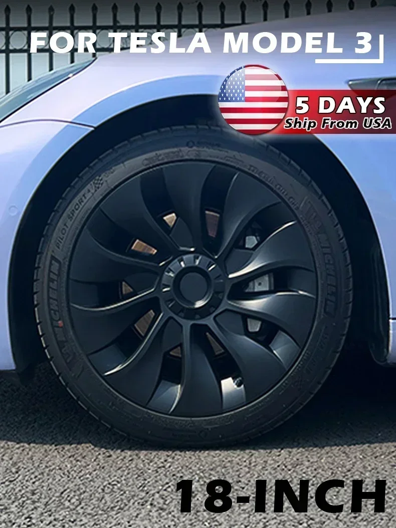 4PCS Kołpak do Tesla Model 3 18 cali Wymienny kołpak samochodowy Pełna osłona felgi Zestawy części samochodowych 2018-2023 — zdjęcie 2