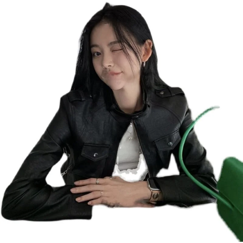 Soft Sle Bla Zipper Leather Jaet Feminino Casual Outono Faion Outerwear Ele Personali Fem Roupas