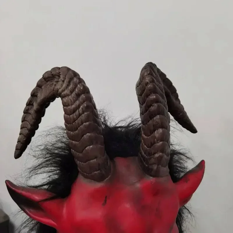 Masque en Latex pour Halloween, démon effrayant, Satan, déguisement de Cosplay, accessoire de Costume de fête, masque de chèvre maléfique d'horreur