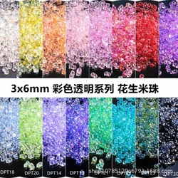 3x6mm mermaid gradient color glass peanut beads transparent two-color DIY handmade jewelry straight hole bead beads loose beads