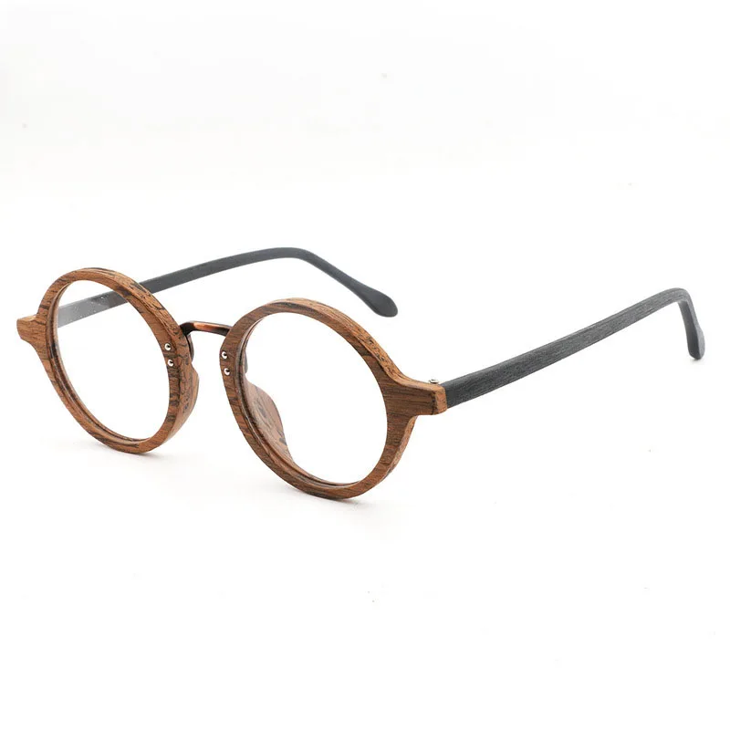 

2023 Classic Unique Round Wood Texture Acetate Eyewear Japan Style Vintage Prescription Eyeglass Frames Reading Glasses For Men