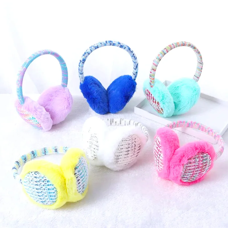 Colorful Soft Plush Ear Warmer Winter Warm Earmuffs for Women Knitted Earflap Outdoor Cold Protection Ear-Muffs Ear Cover