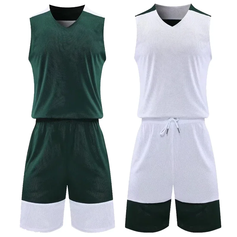 Men Reverse Basketball Jerseys Suit Women College Basketball Uniforms Sport Kit Double Sided wear Running Training Sportswear