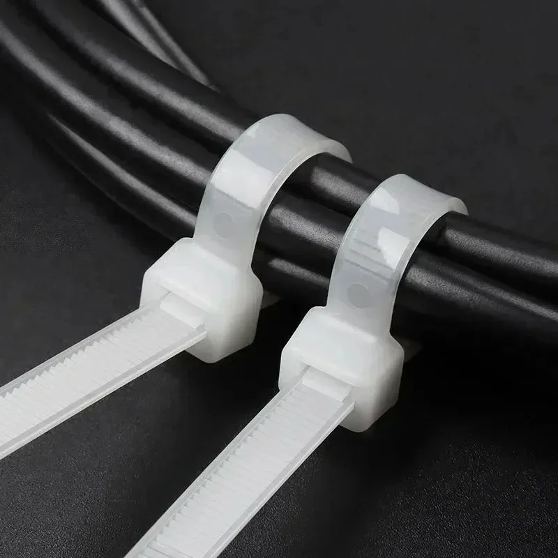 Black White Nylon Cable Ties Adjustable Self-locking Fastening Rings Zip Tie Cable Wires Fixing Ties for Home Offices Industrial