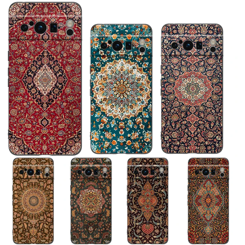 

Phone Case Cover for Google Pixel 9 8 7 6 7A 6A Pro Shockproof Soft TPU 9 Pro XL Shell Capas Funda Persian Carpet Floral Pattern