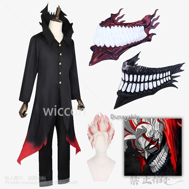 Anime Dandadan Cosplay Okarun Ken Costume Black Red Uniform Glasses Wigs 3D Mask Props For Halloween Christmas Man Cos