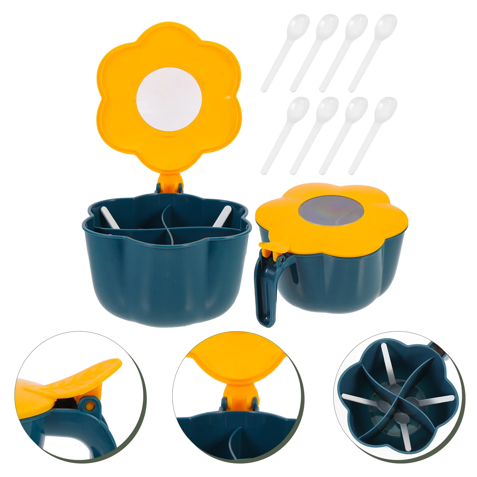 2Sets Kitchen Spice Box Divided Seasoning Container Household Salt Jar Multi-Function Condiment Dispenser Kitchen Storage