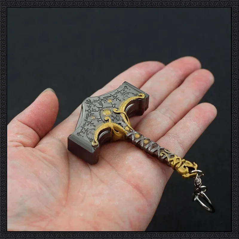 8cm God of War Mini The Hammer of Thor Kratos Keychain Game Peripheral Weapon Knife Katana Sword Samurai Craft Ornament Gift Toy