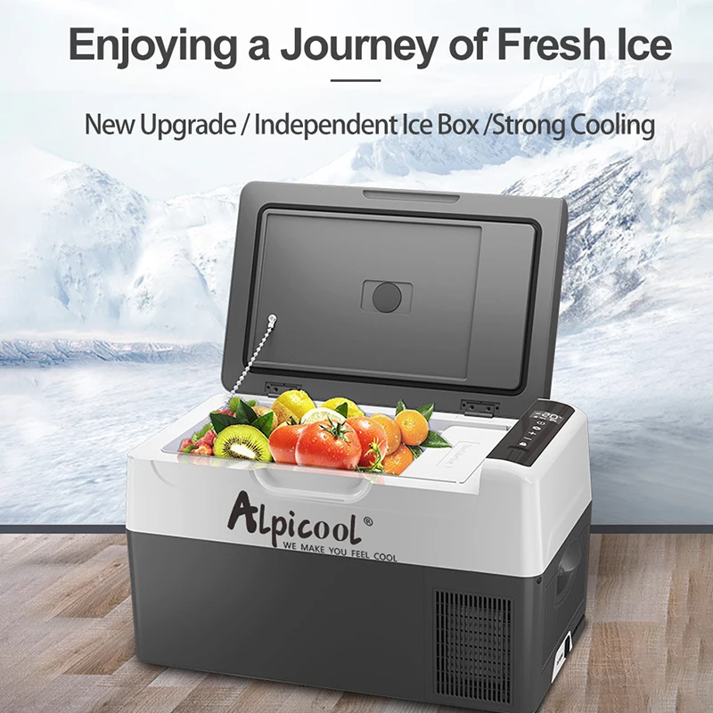 Alpicool 22L Mini Fridge 110V/220V Strong Cooling Car Refrigerator 12V/24V Portable Compressor Car Home Outdoors Cooler Freezer