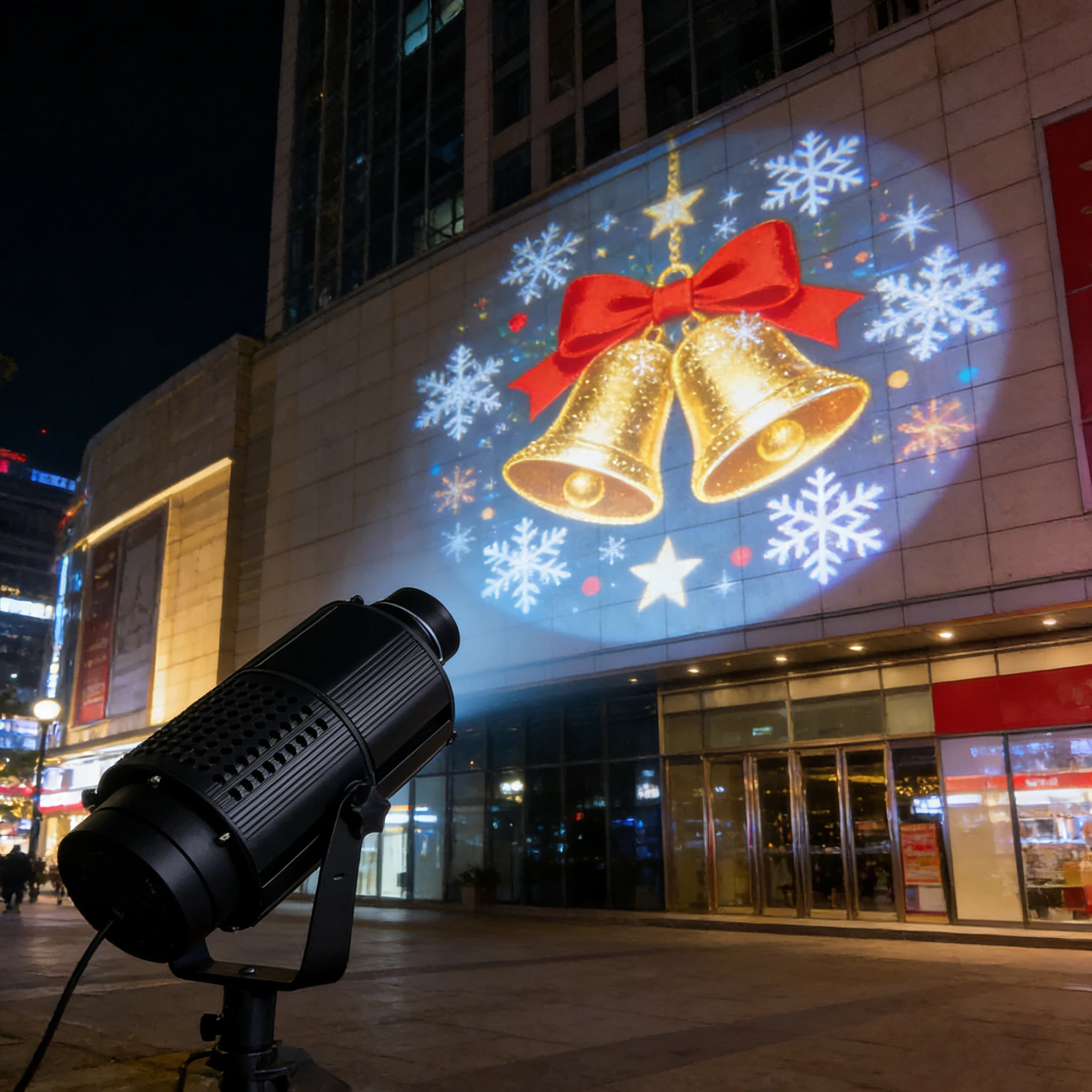 Nieuwe 4-beeld roterende Gobo-projector, 80 W IP65 waterdichte LED-commercieel licht voor buitenwinkelcentrumhotel, dynamisch reclamesysteem